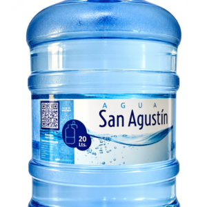 Visual ilustrativo de un botellón Aguas San Agustín de 20 litros, basado en una fotografía de la marca.